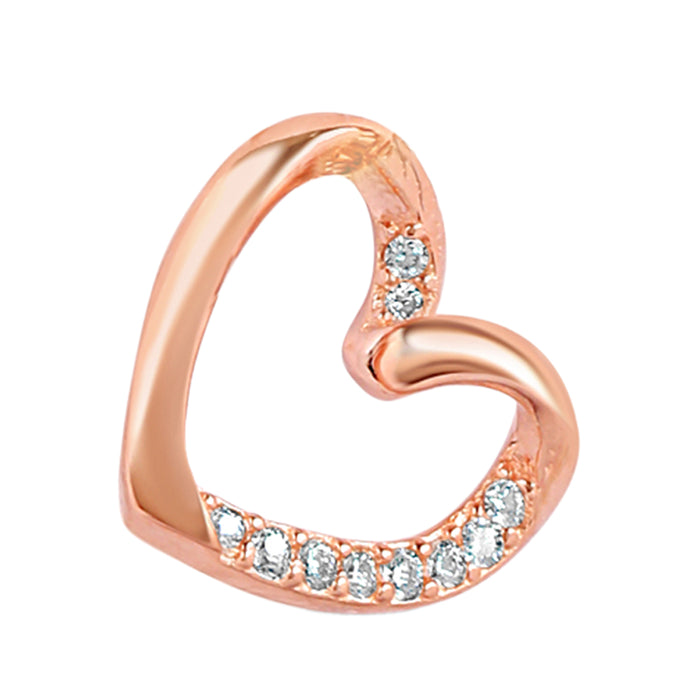 Love's Sparkle Heart Rose Gold Plated 925 Sterling Silver Pendant with Chain
