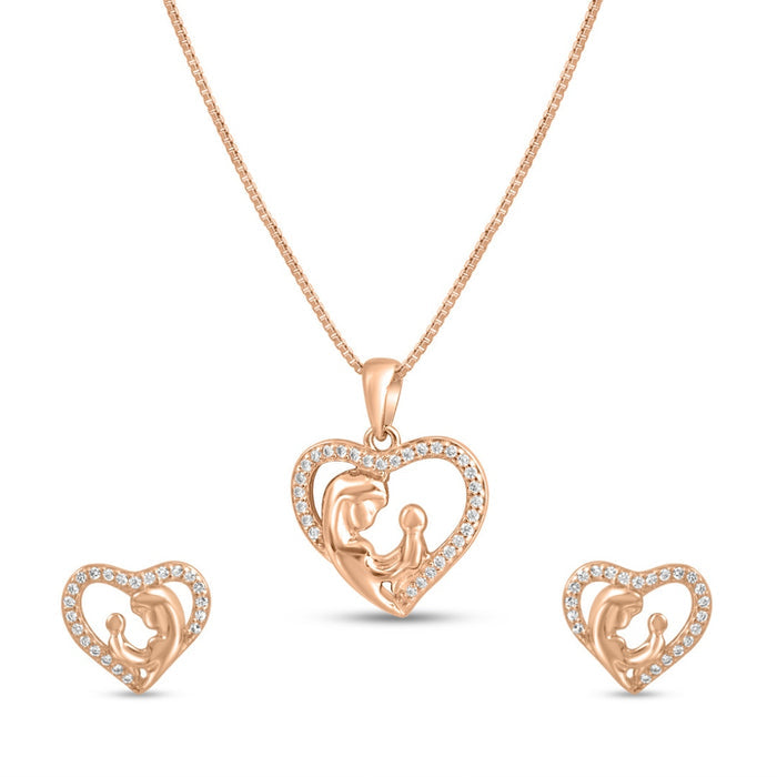 Loving Bond Rose Gold Plated 925 Sterling Silver Jewellery Set