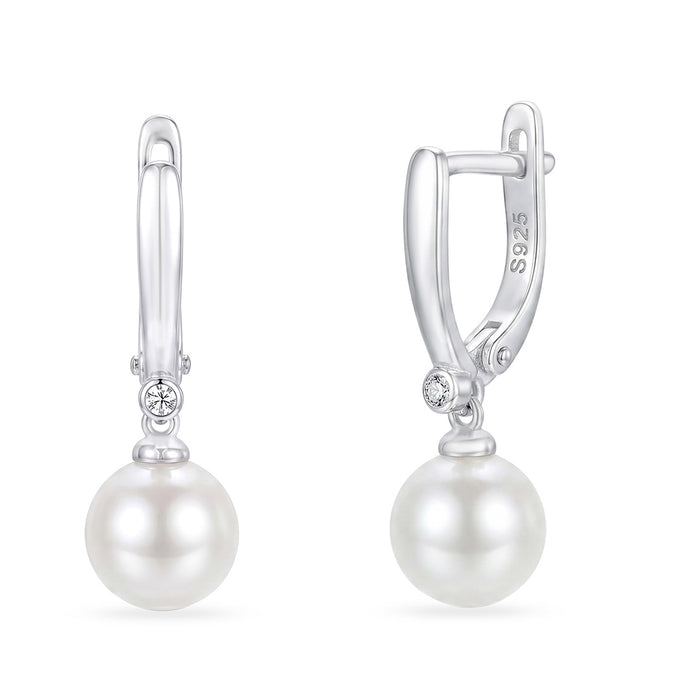 Lumina Pearl Rhodium Plated 925 Sterling Silver Earrings