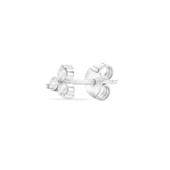 Lumina Triple CZ Rhodium Plated 925 Silver Stud Earring