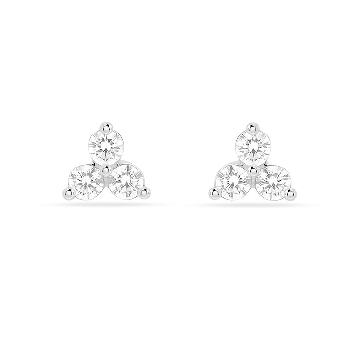 Lumina Triple CZ Rhodium Plated 925 Silver Stud Earring