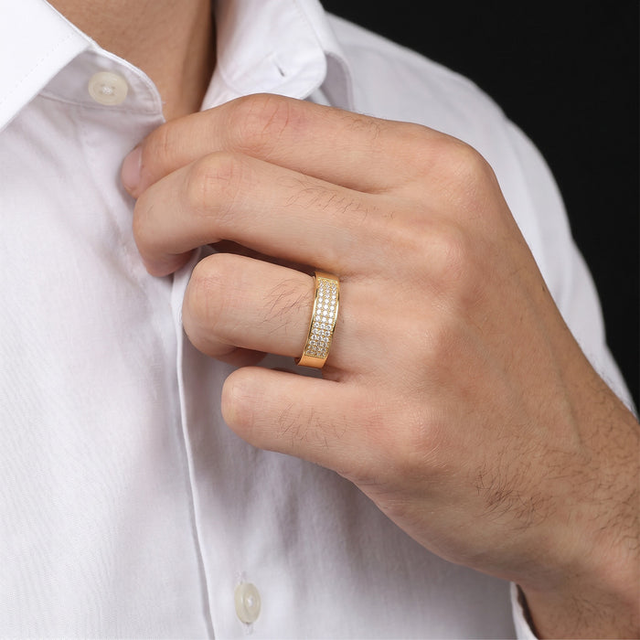 Luminary Band Gold Plated 925 Silver Men's Ring (Adjustable)