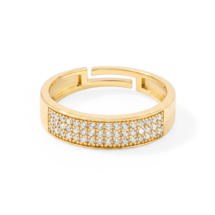 Luminary Band Gold Plated 925 Silver Men's Ring (Adjustable)