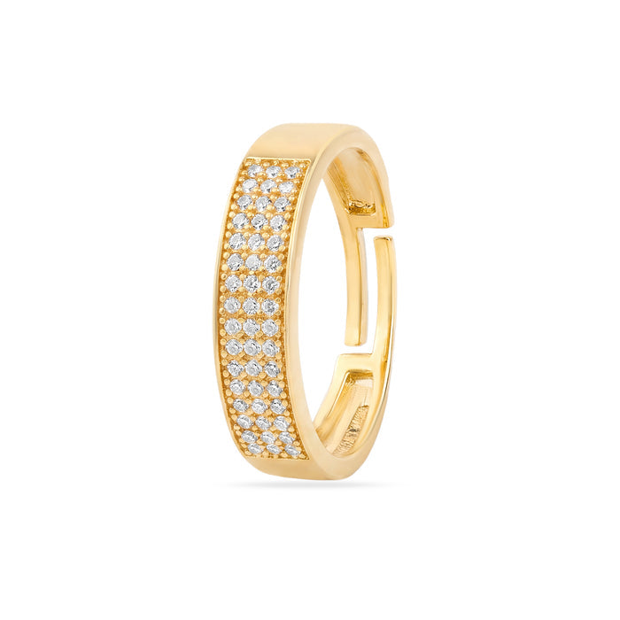 Luminary Band Gold Plated 925 Silver Men's Ring (Adjustable)