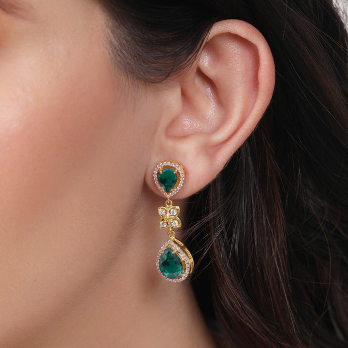 Luminous Green Gold Plated 925 Sterling Silver Earrings