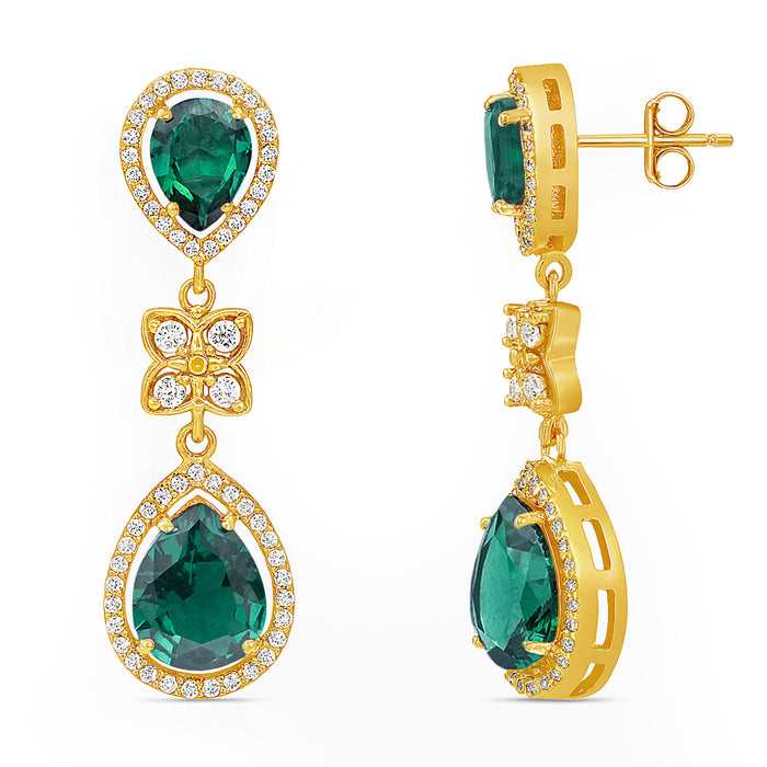 Luminous Green Gold Plated 925 Sterling Silver Earrings