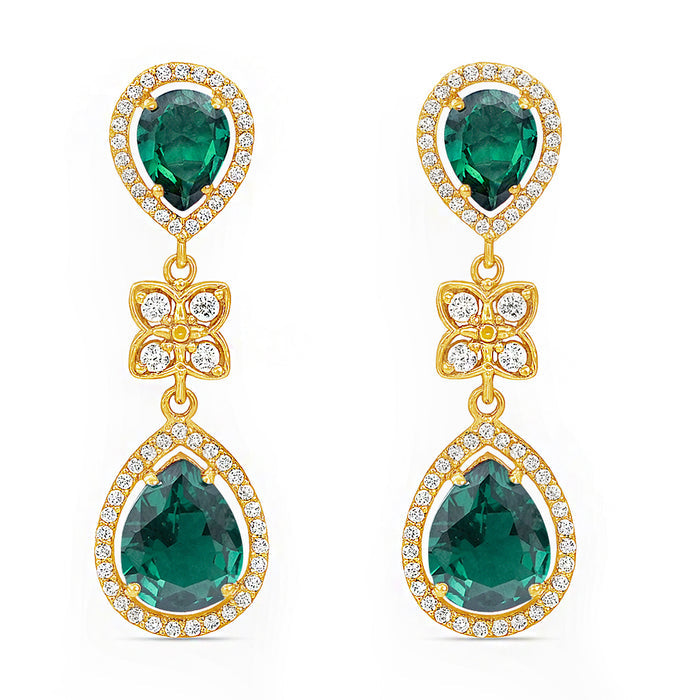 Luminous Green Gold Plated 925 Sterling Silver Earrings