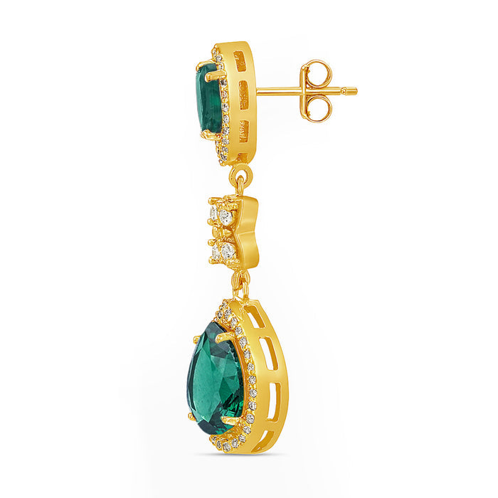 Luminous Green Gold Plated 925 Sterling Silver Earrings