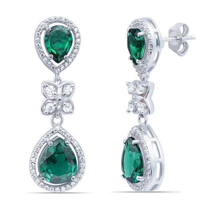 Luminous Green Rhodium Plated 925 Sterling Silver Earrings