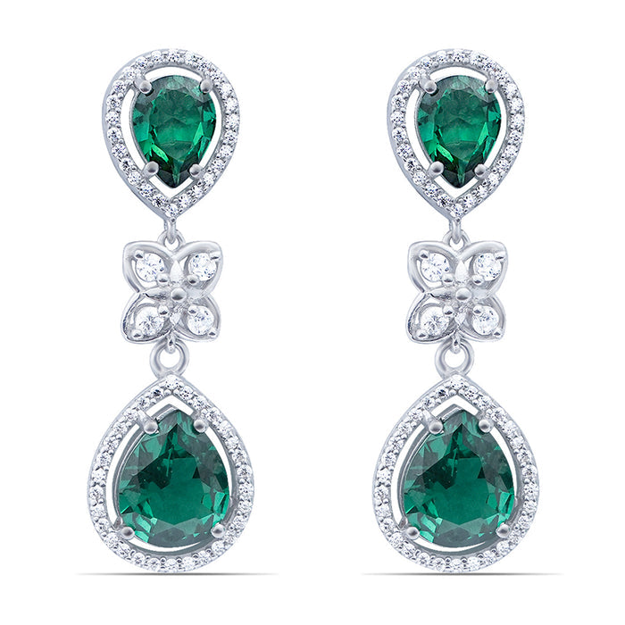Luminous Green Rhodium Plated 925 Sterling Silver Earrings