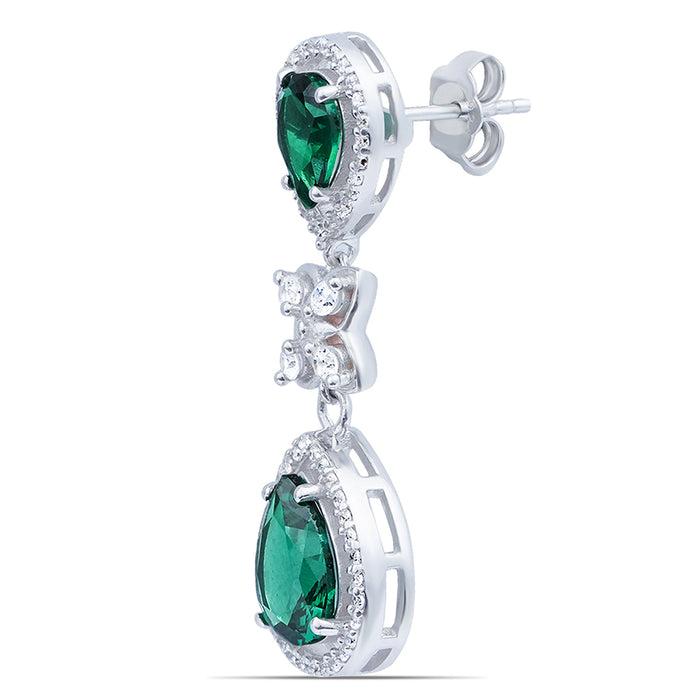 Luminous Green Rhodium Plated 925 Sterling Silver Earrings