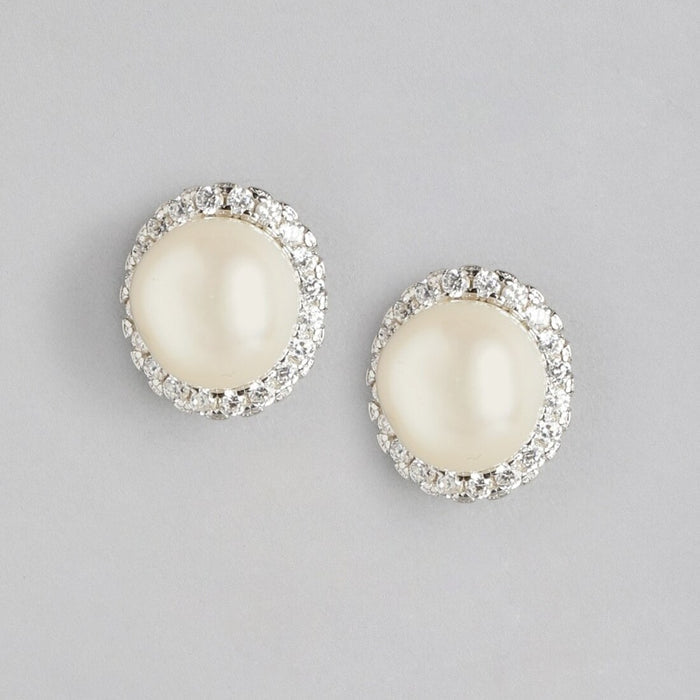 Luminous Harmony CZ-Pearl 925 Sterling Silver Stud Earrings