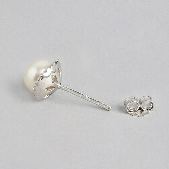 Luminous Harmony CZ-Pearl 925 Sterling Silver Stud Earrings