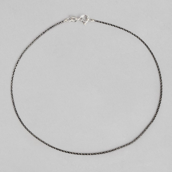 Luminous Links Rhodium-Plated 925 Sterling Silver Beads Chain Anklet