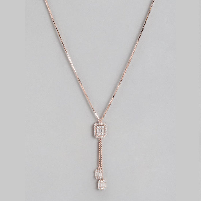Luminous Love Rose Gold Plated CZ 925 Sterling Silver Gem Necklace