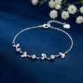 Luminous Orbit Leaf Rhodium Plated 925 Silver Bracelet (Adjustable)