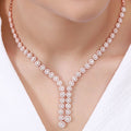 Luminous Rose Gold-Plated CZ 925 Sterling Silver Lariat Necklace