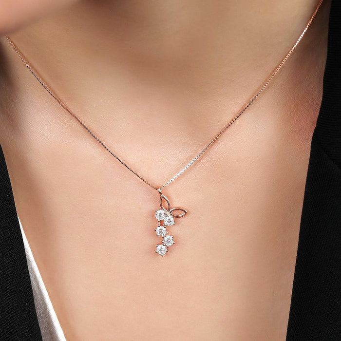 Luminous Serenity CZ Rose Gold Plated 925 Silver Necklace