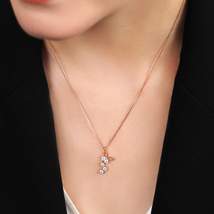 Luminous Serenity CZ Rose Gold Plated 925 Silver Necklace