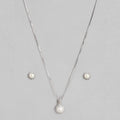 Lustrous CZ-Pearl Symphony 925 Sterling Silver Jewelry Set