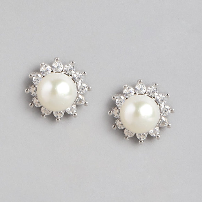 Lustrous CZ-Pearl Symphony 925 Sterling Silver Jewelry Set