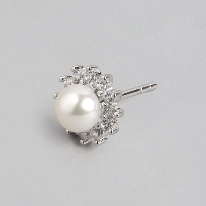 Lustrous CZ-Pearl Symphony 925 Sterling Silver Jewelry Set