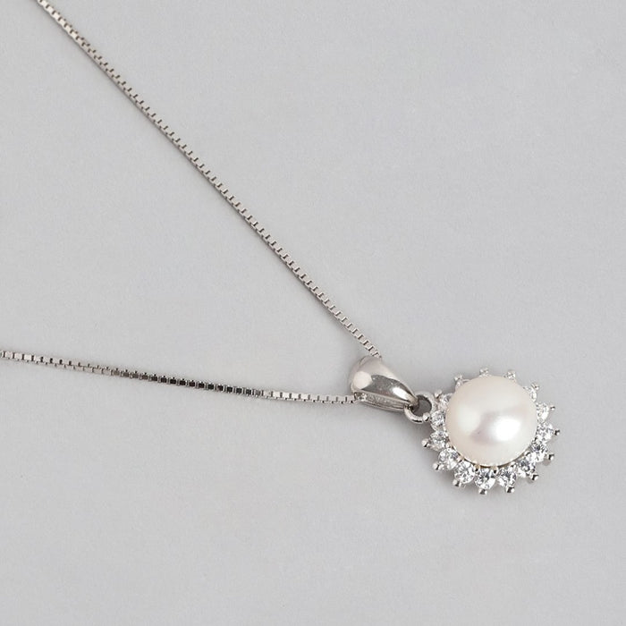Lustrous CZ-Pearl Symphony 925 Sterling Silver Jewelry Set