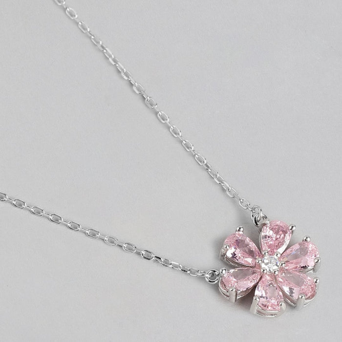 Lustrous Elegance: Rhodium Plated CZ 925 Sterling Silver Necklace