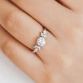 Lustrous Foliage: Rhodium Plated 925 Sterling Silver Ring for Her (Adjustable)