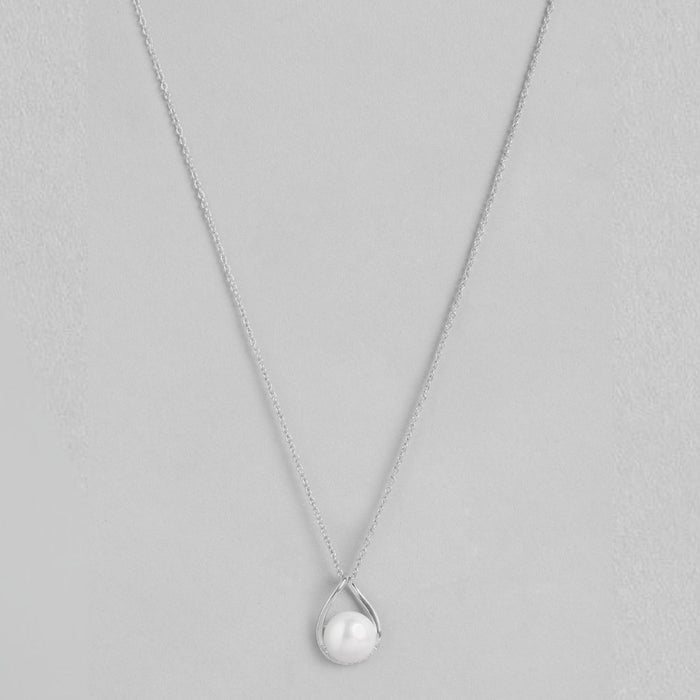 Lustrous Fusion Rhodium-Plated 925 Sterling Silver Pendant with Chain