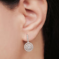 Lustrous Halo Cascade Ensemble Rhodium-Plated 925 Sterling Silver Earrings