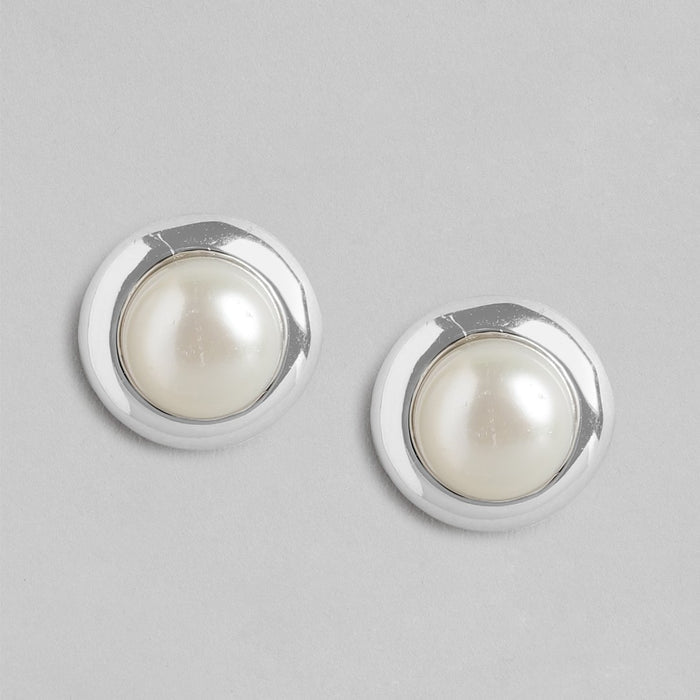 Lustrous Pearls Rhodium-Plated 925 Sterling Silver Earrings