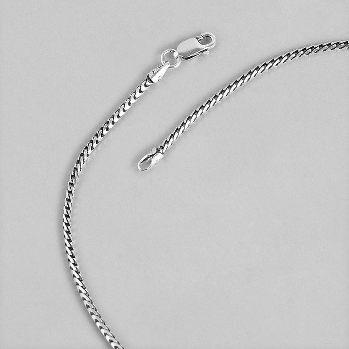 Lustrous Weave Rhodium-Plated 925 Sterling Silver Chain for Men