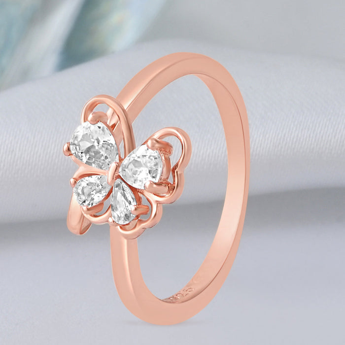 Luxurious Butterfly Rose Gold Plated 925 Sterling Silver Ring