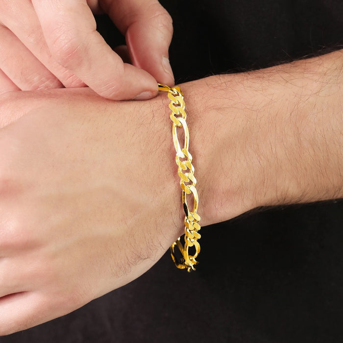 Luxurious Gold Plated 925 Sterling Silver Men's Linked Bracelet
