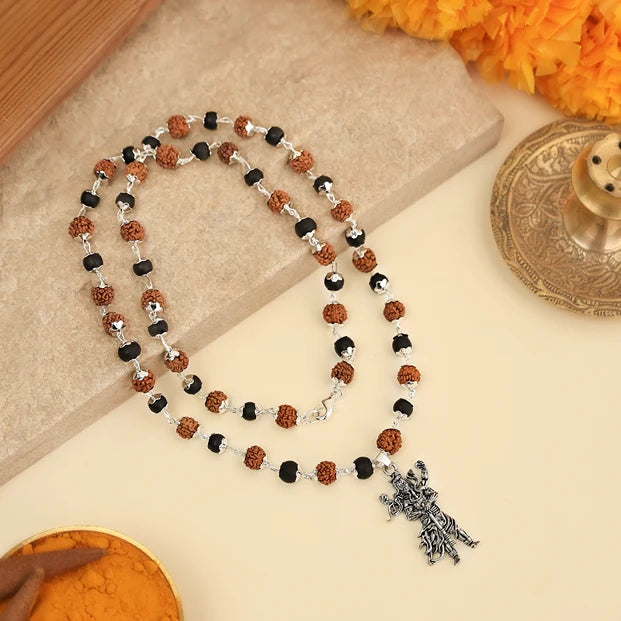 Mahadev Murti Pendant with Karungali & Rudraksha