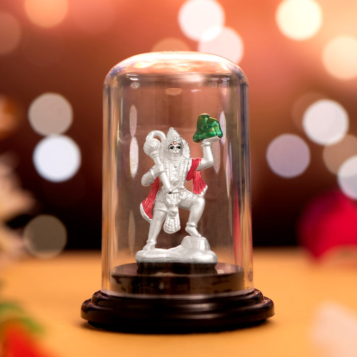 Majestic Devotion Rhodium-Plated 999 Silver Hanuman Ji Idol