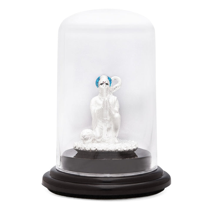 Majestic Devotion Rhodium-Plated 999 Silver Hanuman Ji Idol