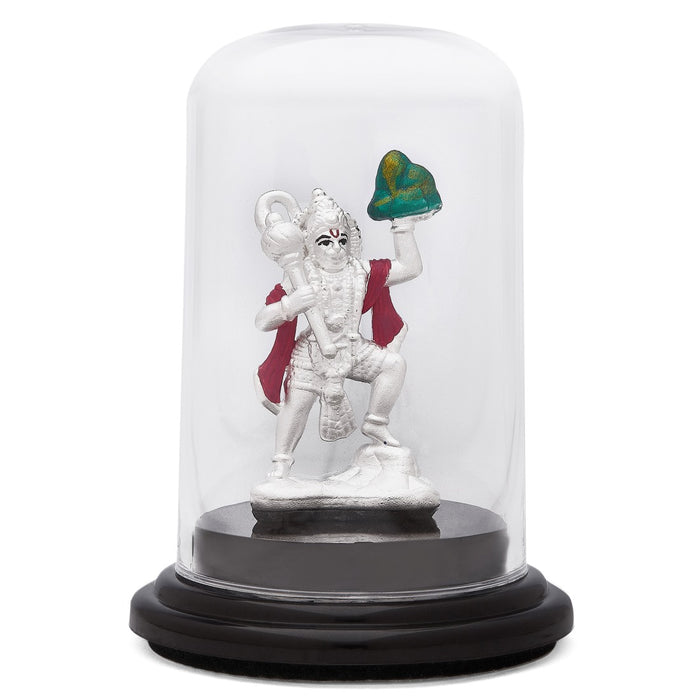 Majestic Devotion Rhodium-Plated 999 Silver Hanuman Ji Idol