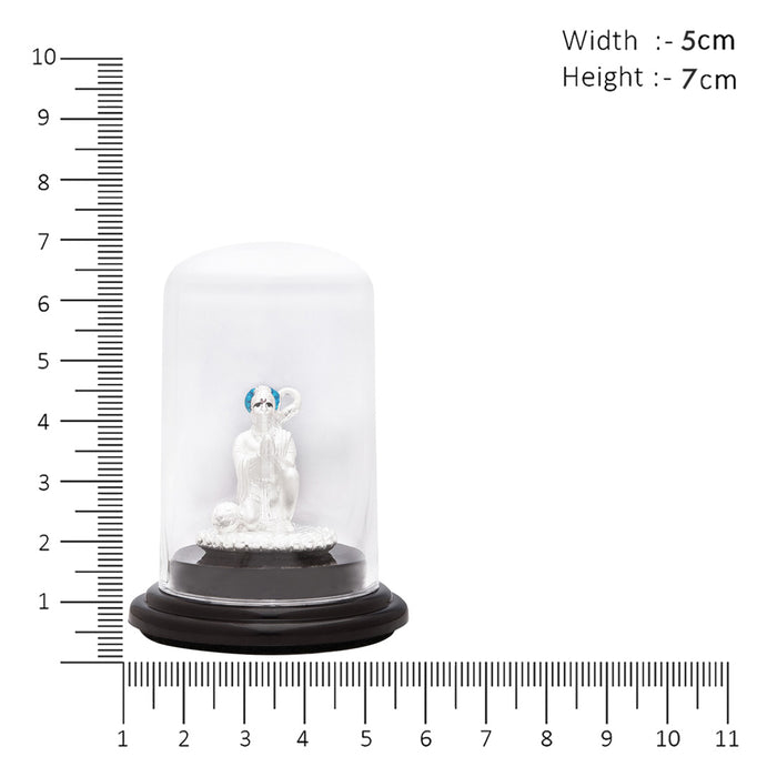 Majestic Devotion Rhodium-Plated 999 Silver Hanuman Ji Idol