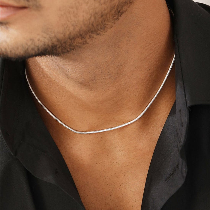 Majestic Serpent Rhodium Plated 925 Silver Mens Chain