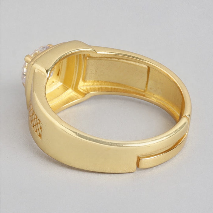 Majestic Solace 925 Sterling Silver Gold-Plated Solitaire Ring for Him Gift Hamper