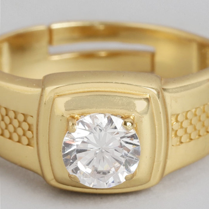 Majestic Solace 925 Sterling Silver Gold-Plated Solitaire Ring for Him Gift Hamper