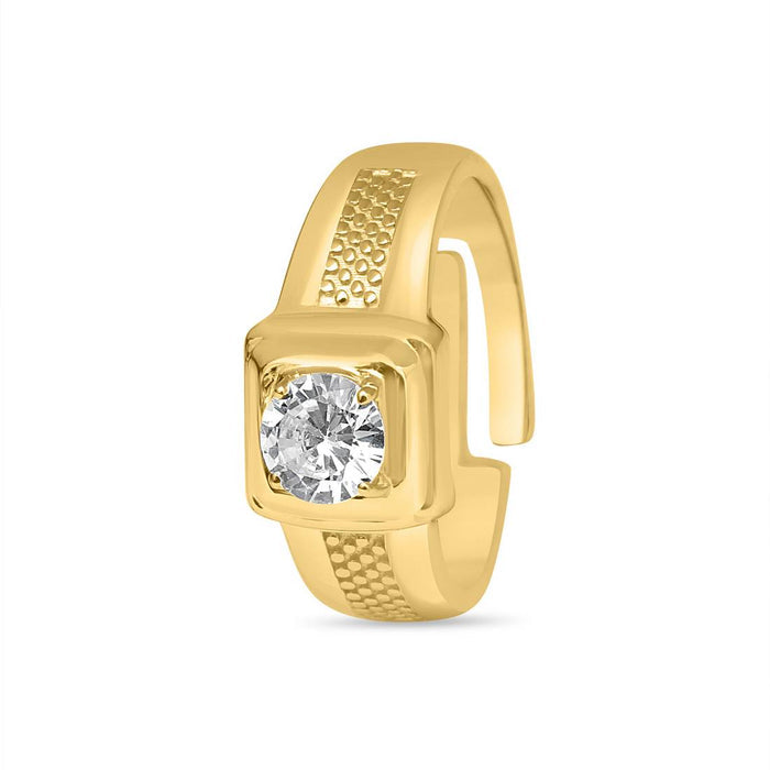 Men's gold-plated 925 Sterling Silver adjustable solitaire ring with textured band. Jewelry gift for him – Zavya