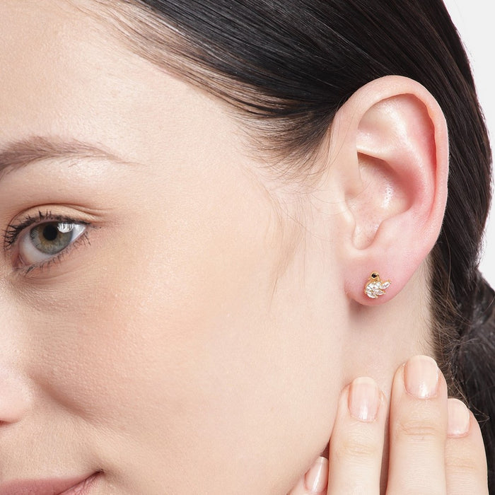 Majestic Swan Gold Plated 925 Sterling Silver Stud Earring
