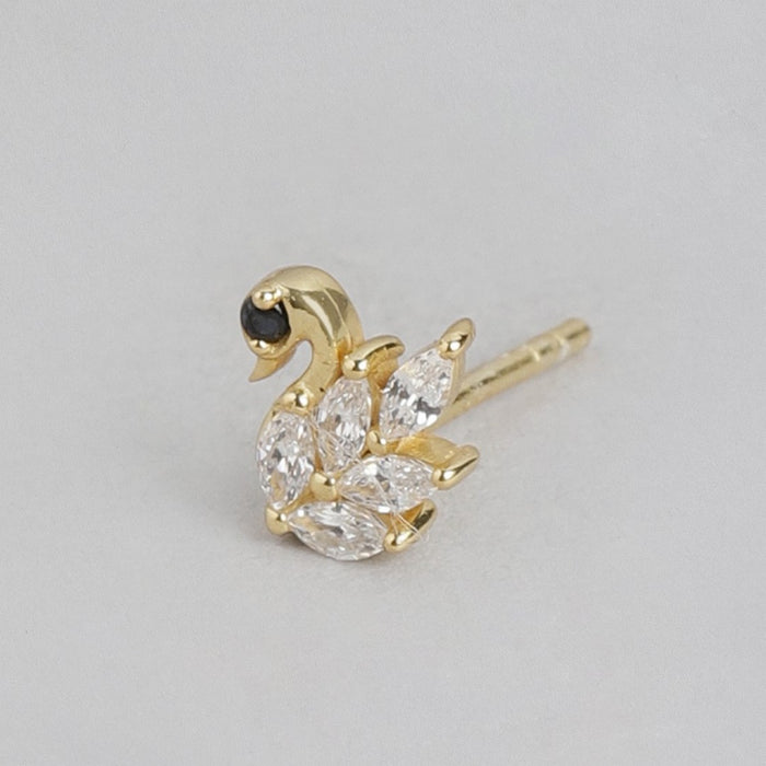 Majestic Swan Gold Plated 925 Sterling Silver Stud Earring