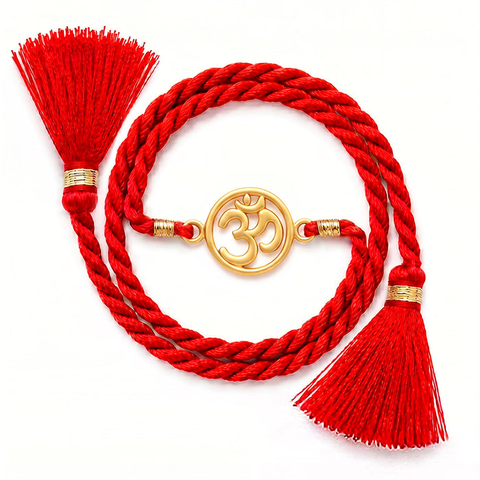 Mandala Om Gold Plated 925 Silver Rakhi and Evil Eye Lumba Combo