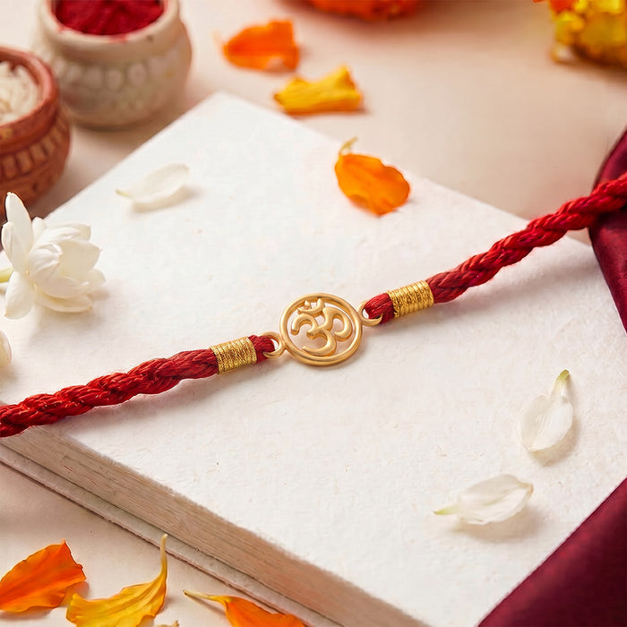 Mandala Om Gold Plated 925 Silver Rakhi and Evil Eye Lumba Combo