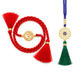Mandala Om Gold Plated Silver Rakhi and Evil Eye Lumba Combo