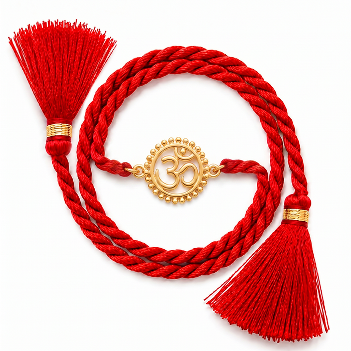 Mandala Om Gold Plated Silver Rakhi and Evil Eye Lumba Combo